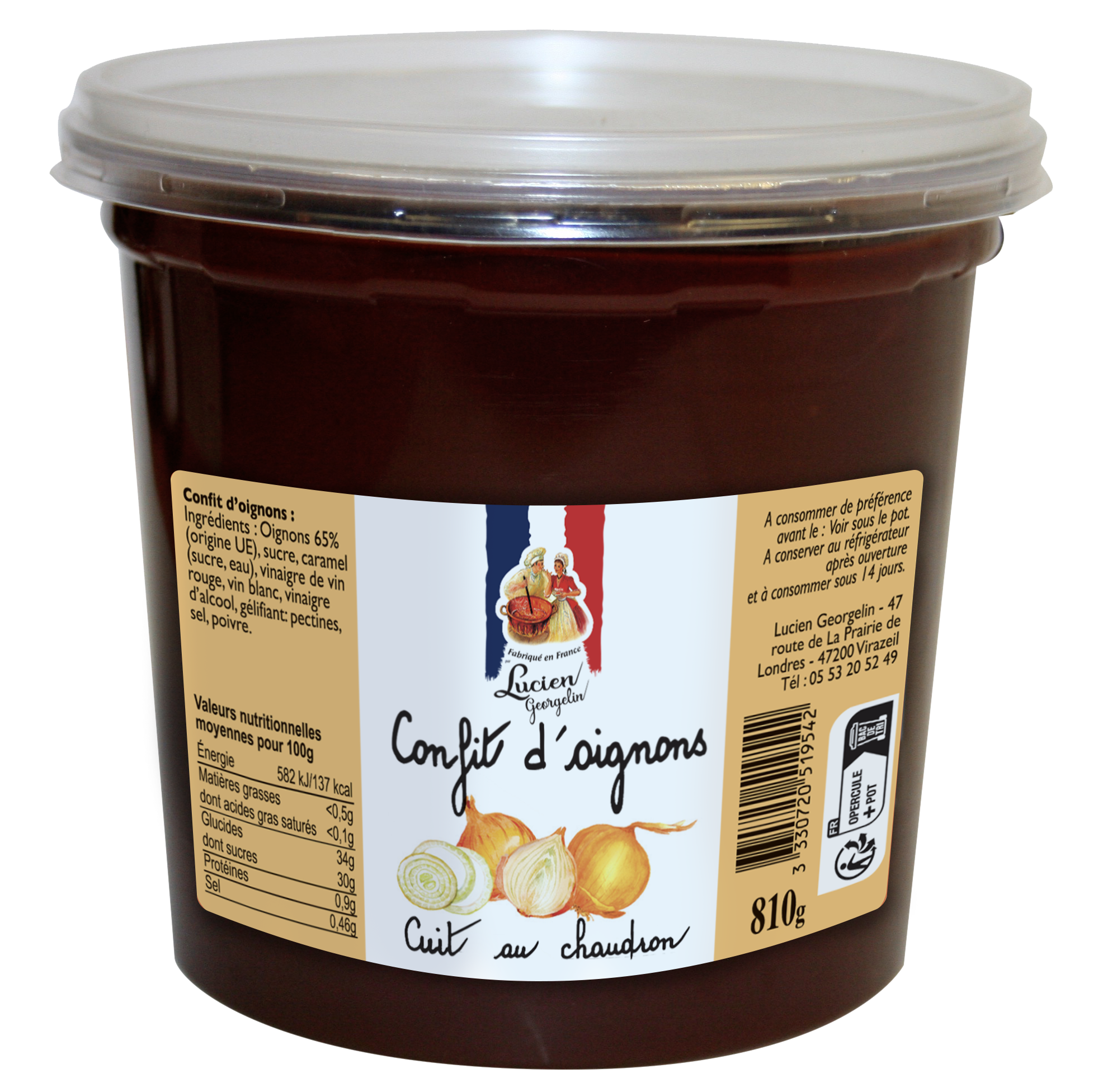 Confit d'oignon 810g - lot de 6 pots