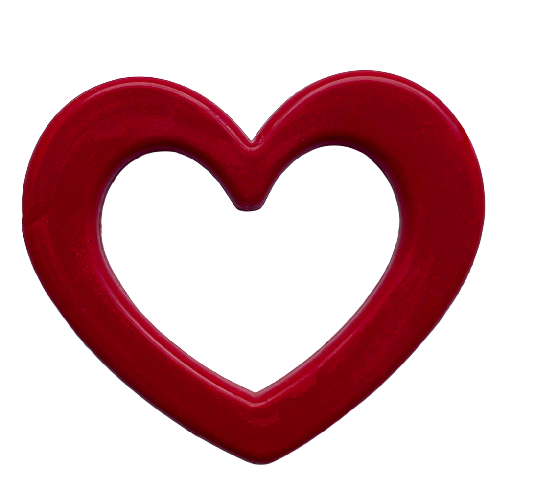 Décor en chocolat "Cœur creux" 48,5 x 41,2 mm - Chocolat blanc teinté rouge - Lot de 108 pièces