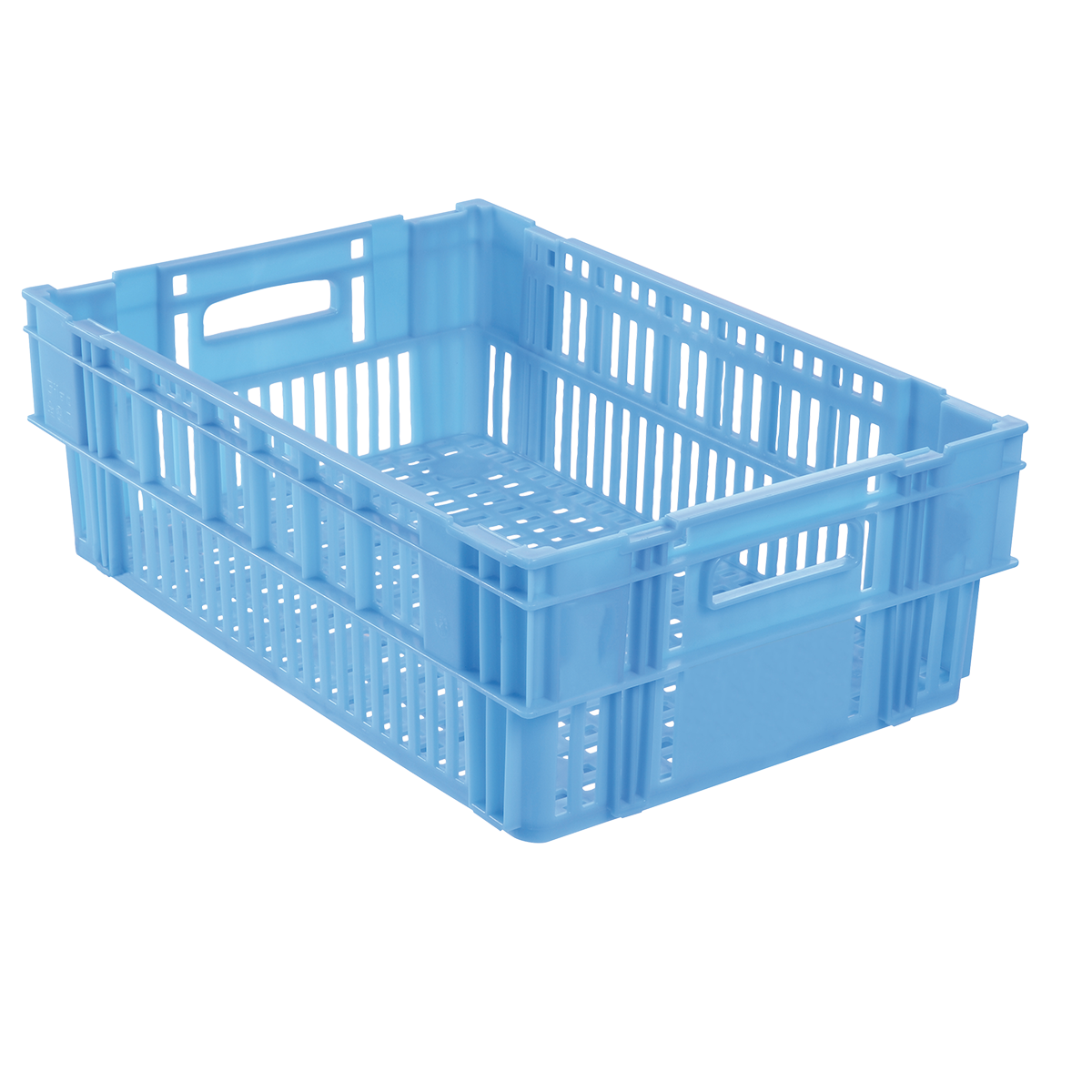 Caisse ajourée empilable emboitable 600 x 400 x 197 mm - 37 l - bleu