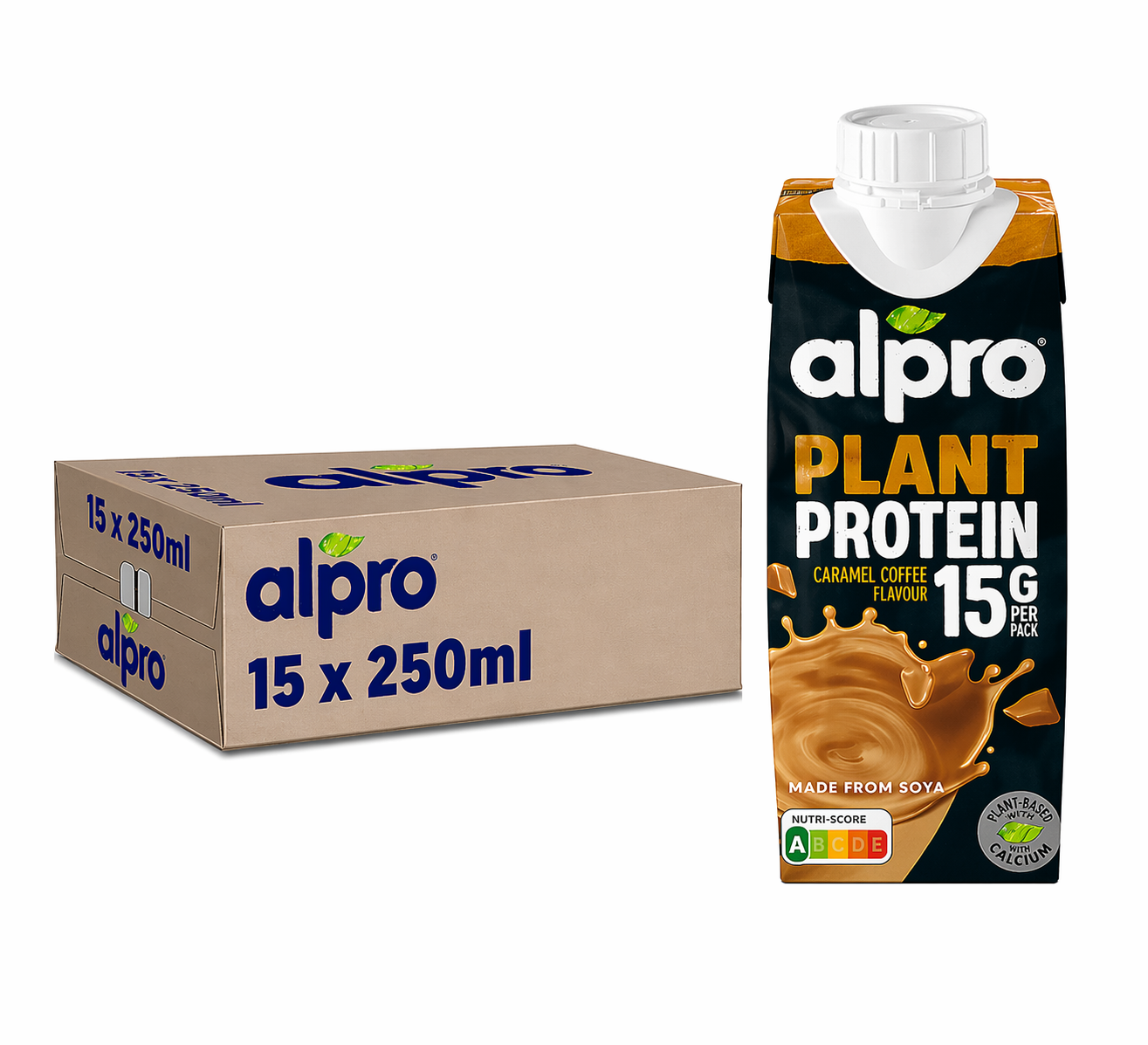 Alpro - boisson végétale - soja protéine goût caramel café - 250ml - lot de 15x250ml
