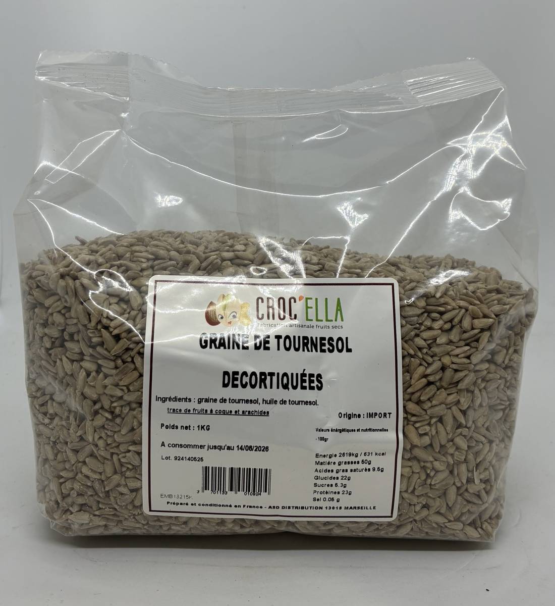 Graine de tournesol décortiquée, sac de 1kg