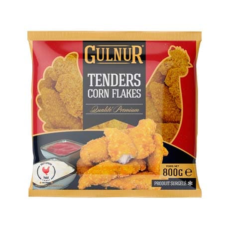 Tender de poulet cornflakes calibre 50/80g gulnur halal  800g x12
