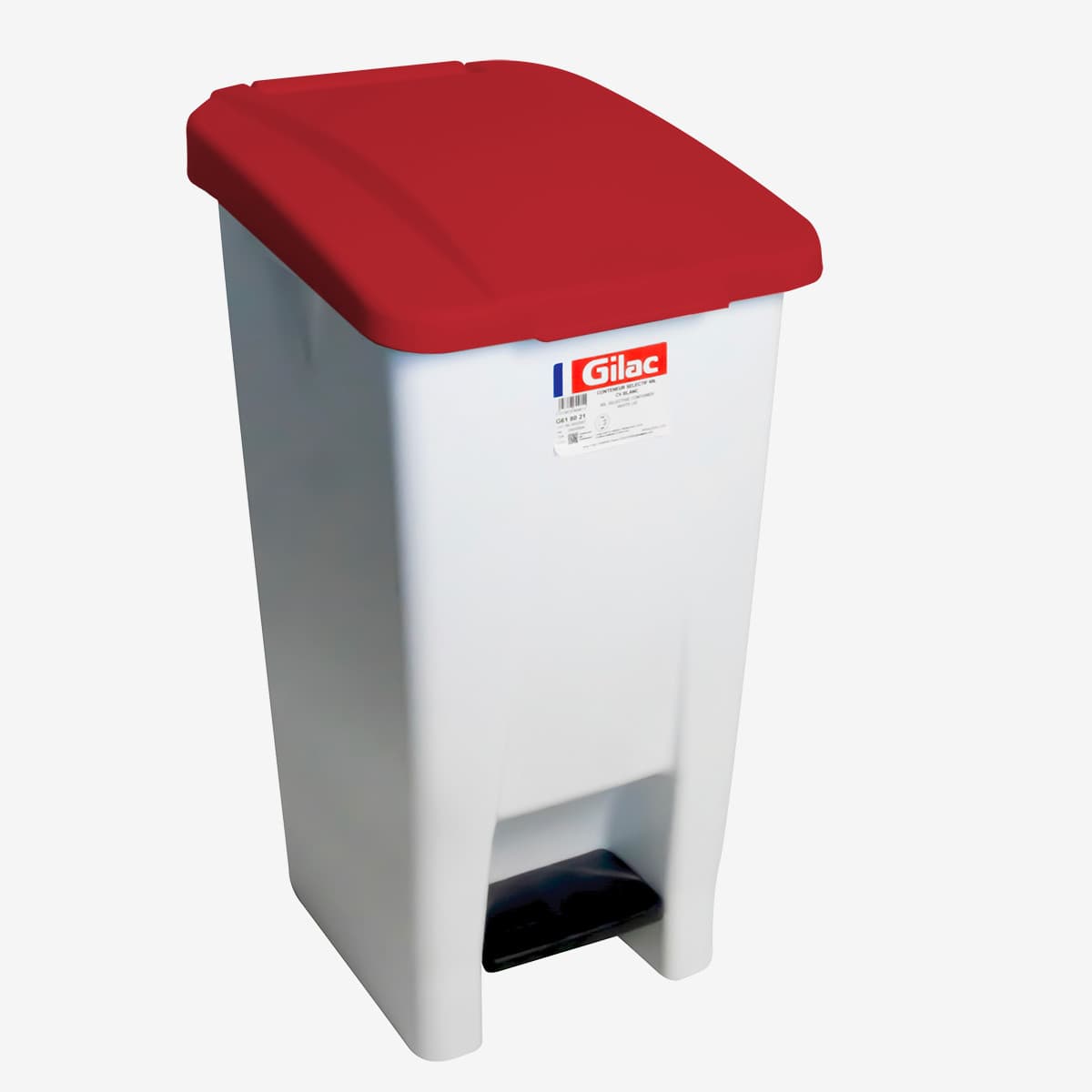 Poubelle éco à pédale 60 l - couvercle rouge