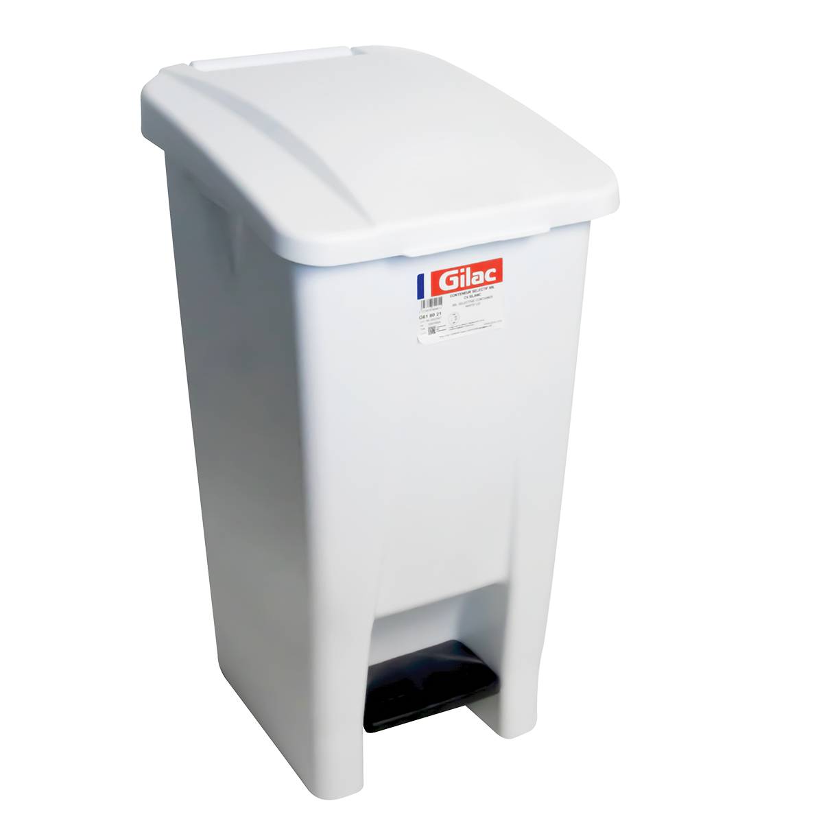 Poubelle éco à pédale 60 l - couvercle blanc