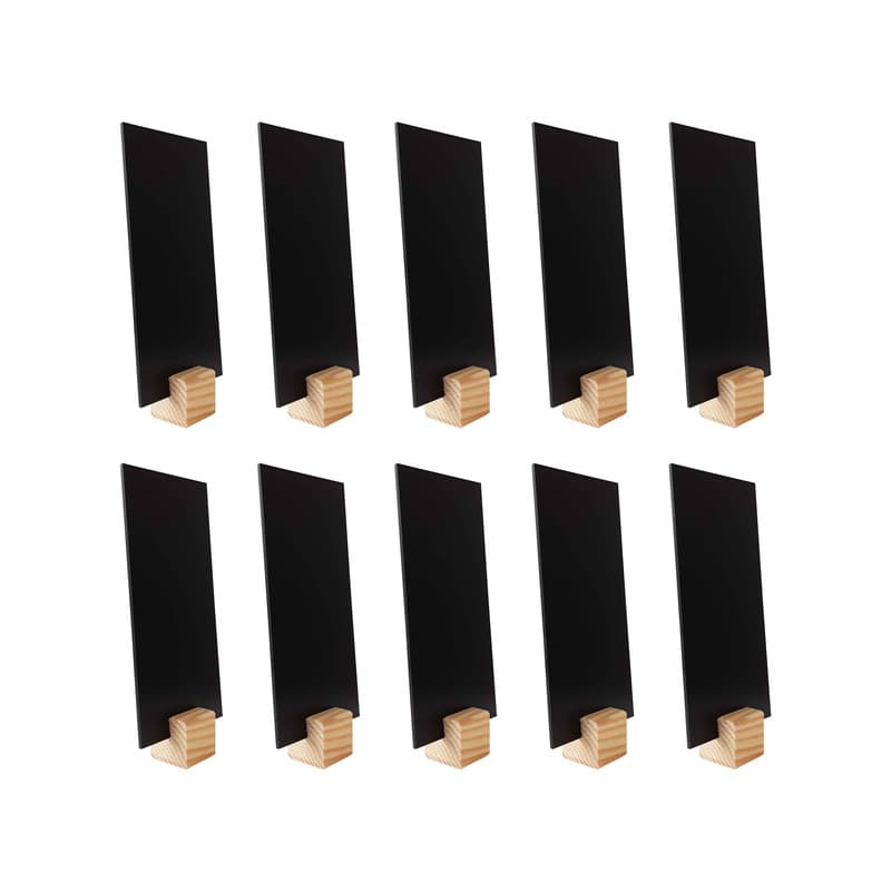 Socle cube en bois brut de dimensions 3,6x3,6x3,6 cm avec ardoise 20x10 cm inclinée - lot de 10