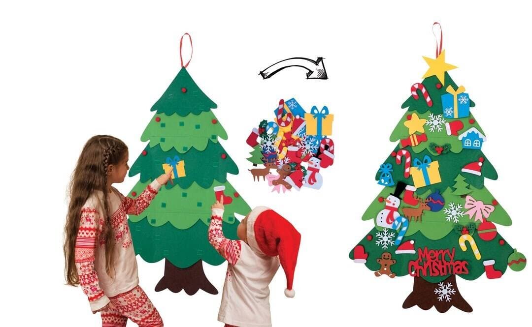 Sapin de noël avec décorations à accrocher - diy