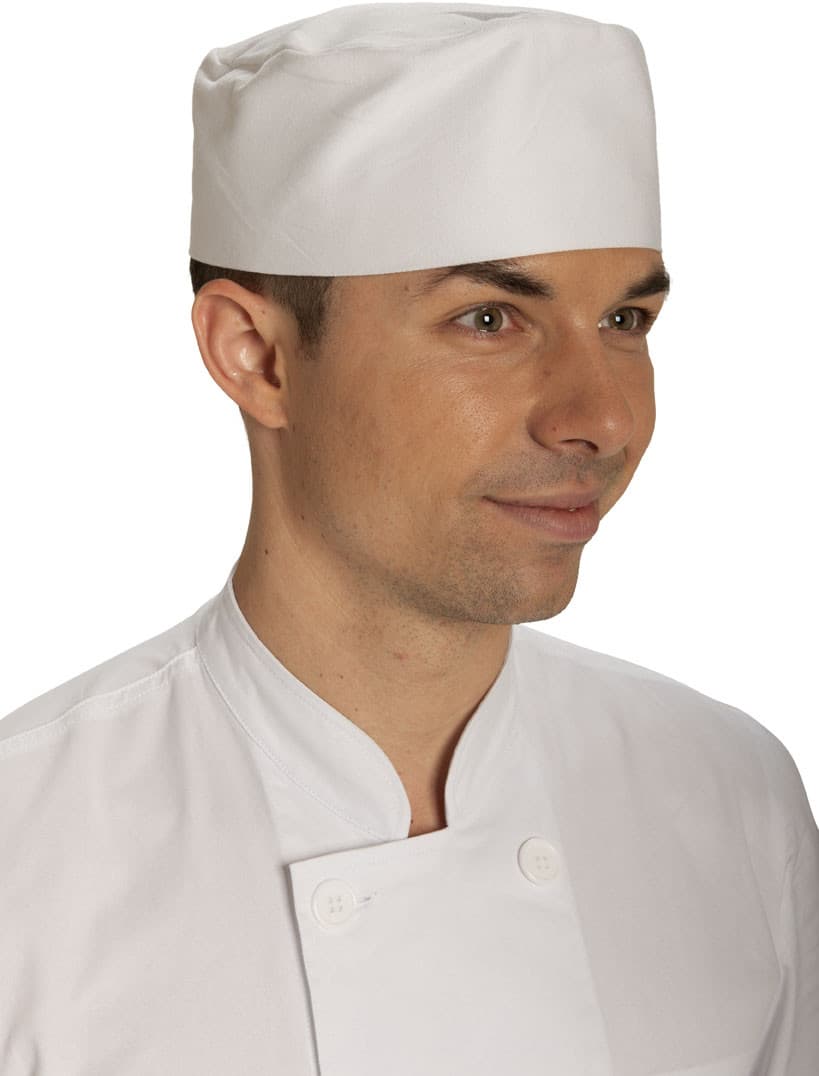 Toque plate velcro polycoton blanc