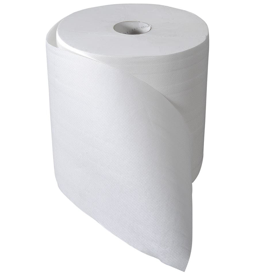 Bobine d'essuyage blanc 2 plis à devidage central h180mm, 6pcs