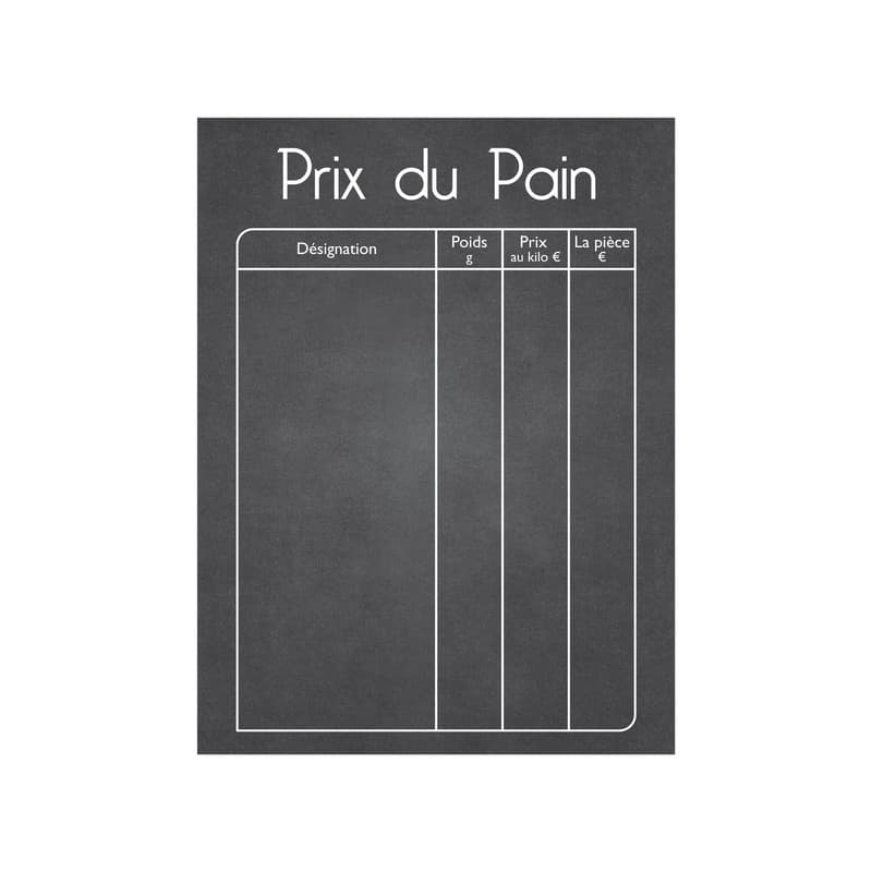 Panneau "prix du pain" format a1