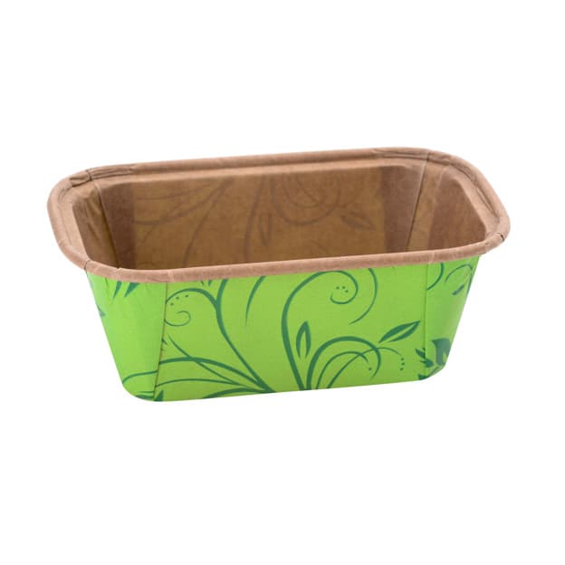 Moule de cuisson rectangle vert en papier  112x67x40mm par 100 pièces