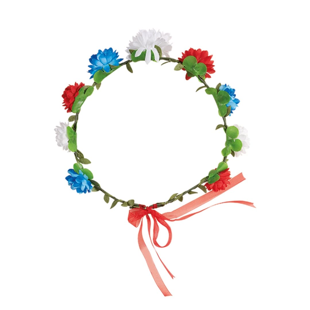 Couronne de fleurs - bleu, blanc, rouge