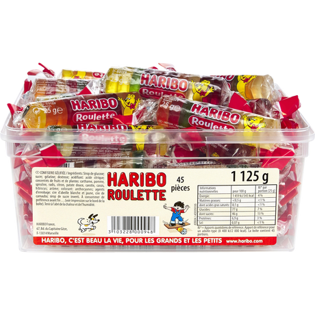 Bac de 45 roulettes aux fruits haribo