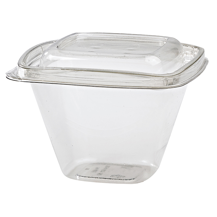 Pot deli carré pet transparent avec couvercle  128x128x85mm 500ml, 100pcs