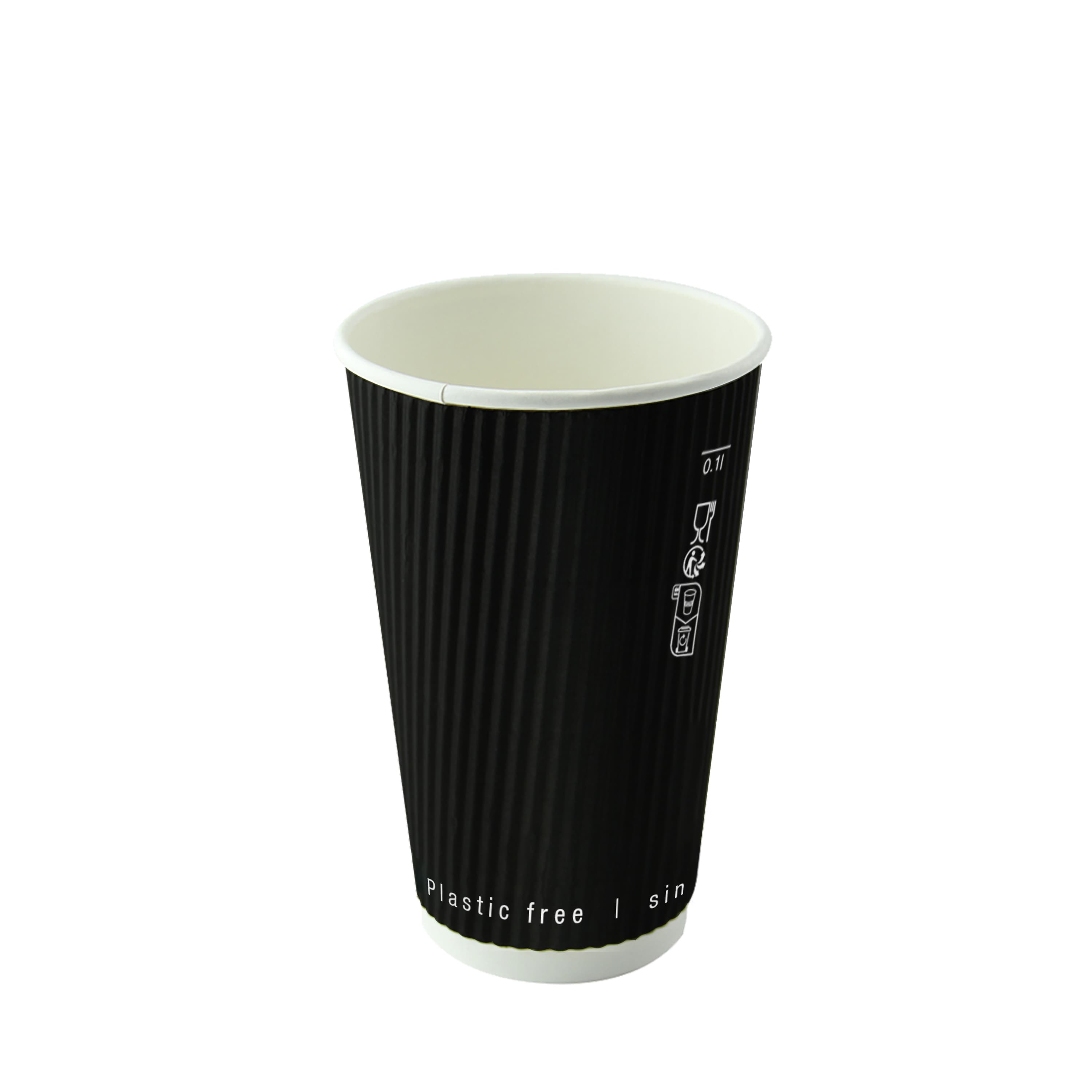 Gobelet carton double paroi noir "rippley" ø 9cm h110mm 340ml, 500pcs