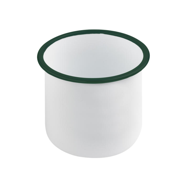 Pot enamel blanc en acier émaillé à bord droit et vert ø 12cm h120mm 1200ml, 12pcs