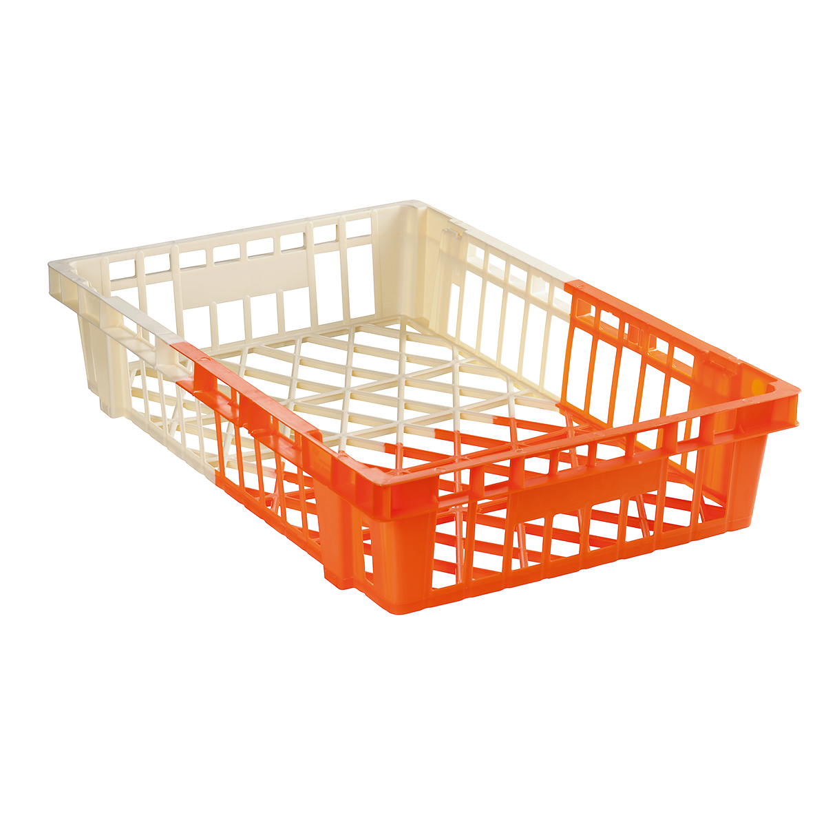 Caisse légère empilable emboîtable 600 x 400 x 120 mm bicolore 20 l -  ivoire/orange