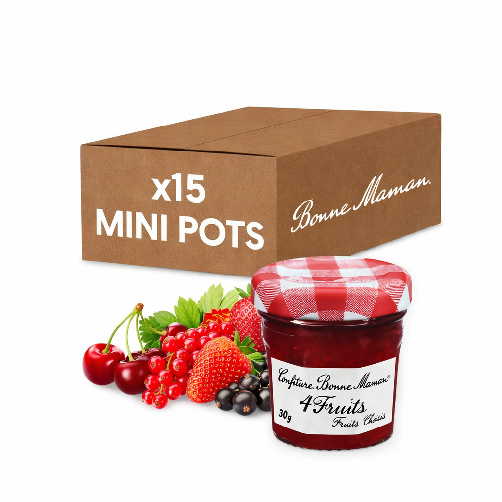 Confiture bonne maman 4 fruits 30g – carton de 15 mini pots
