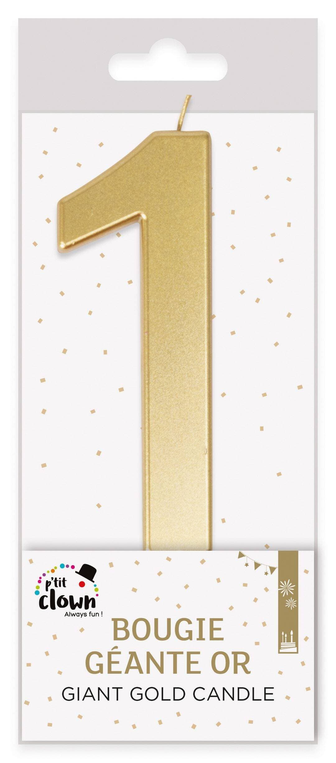 Bougie géante or - chiffre 1