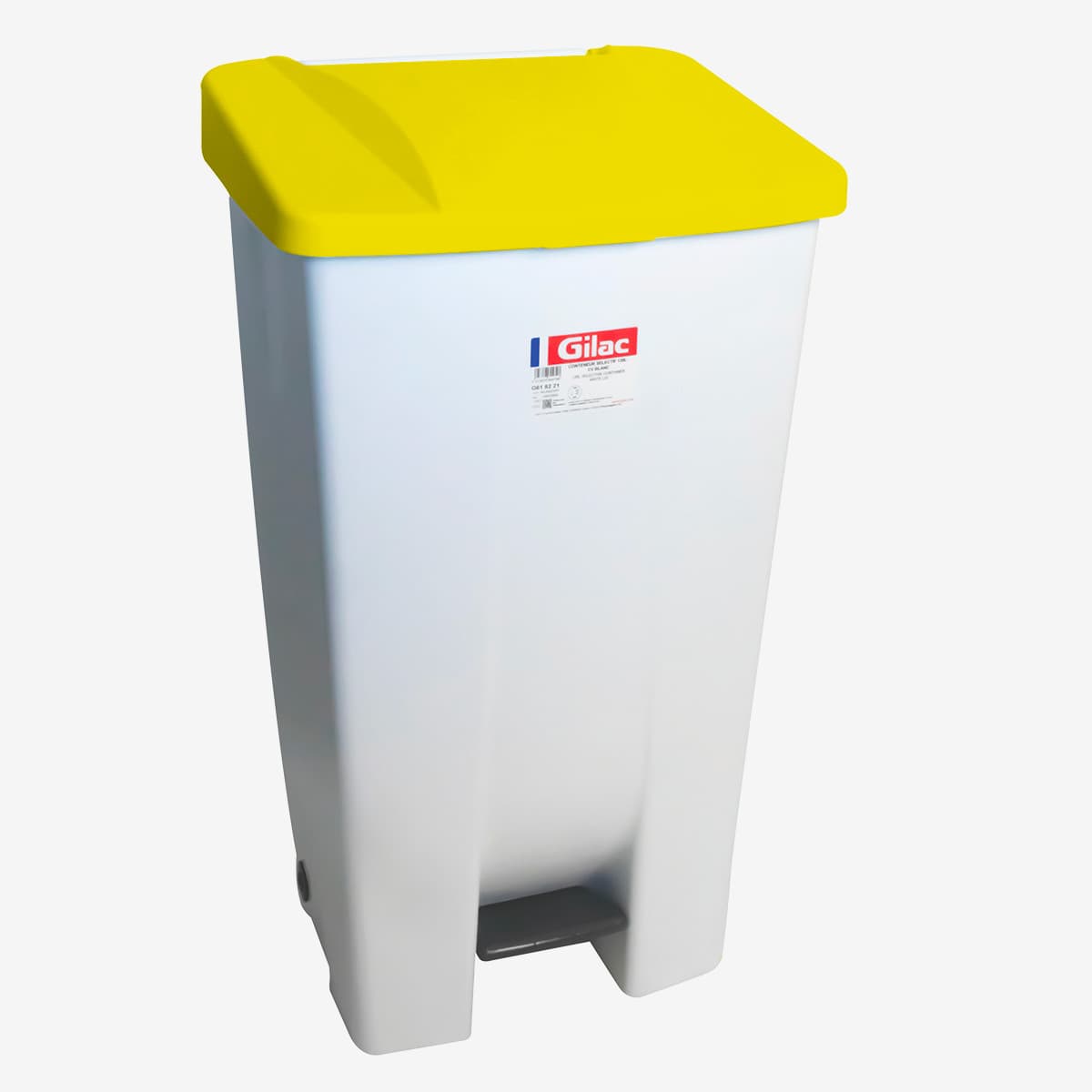 Poubelle éco à pédale 120 l - couvercle jaune