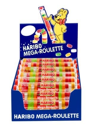 Display de 40 mega roulettes fruits de 45 gr haribo