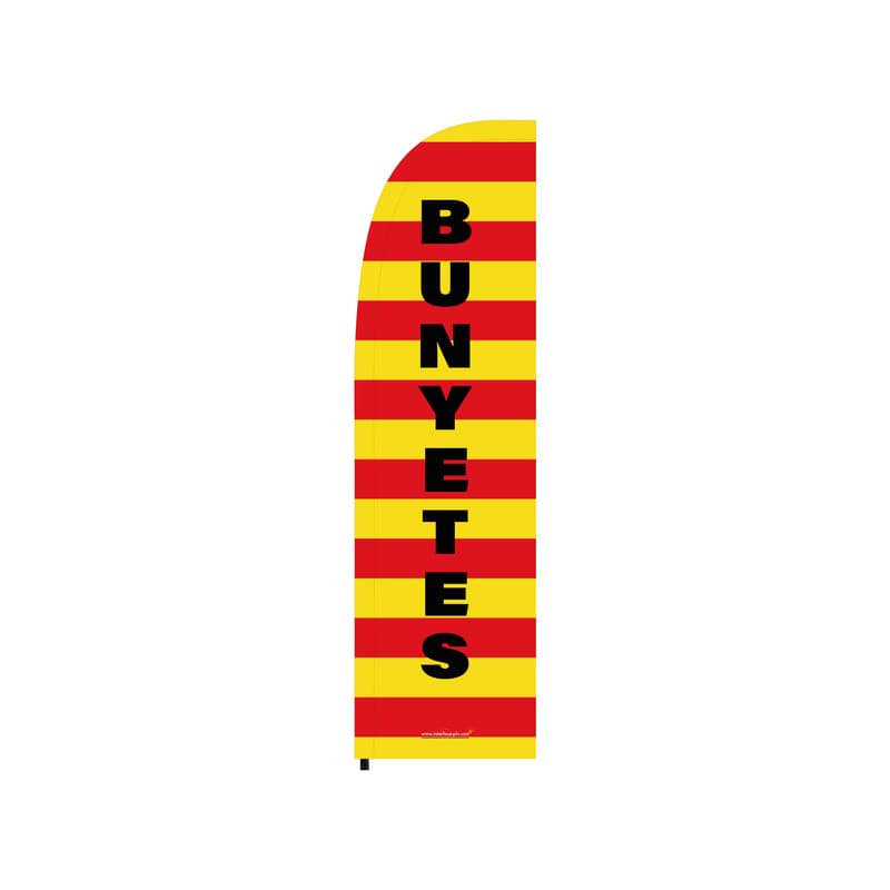 Drapeau publicitaire "bunyetes" de dimensions 263 x 75 cm