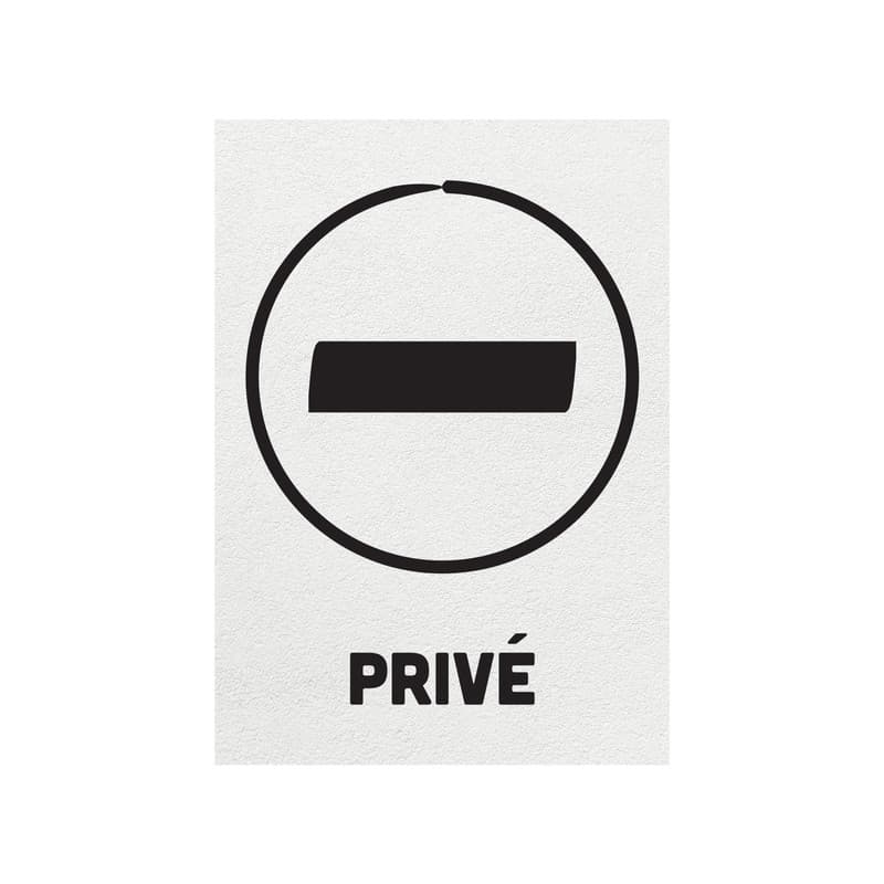 Sticker autocollant "privé" fond blanc format a5