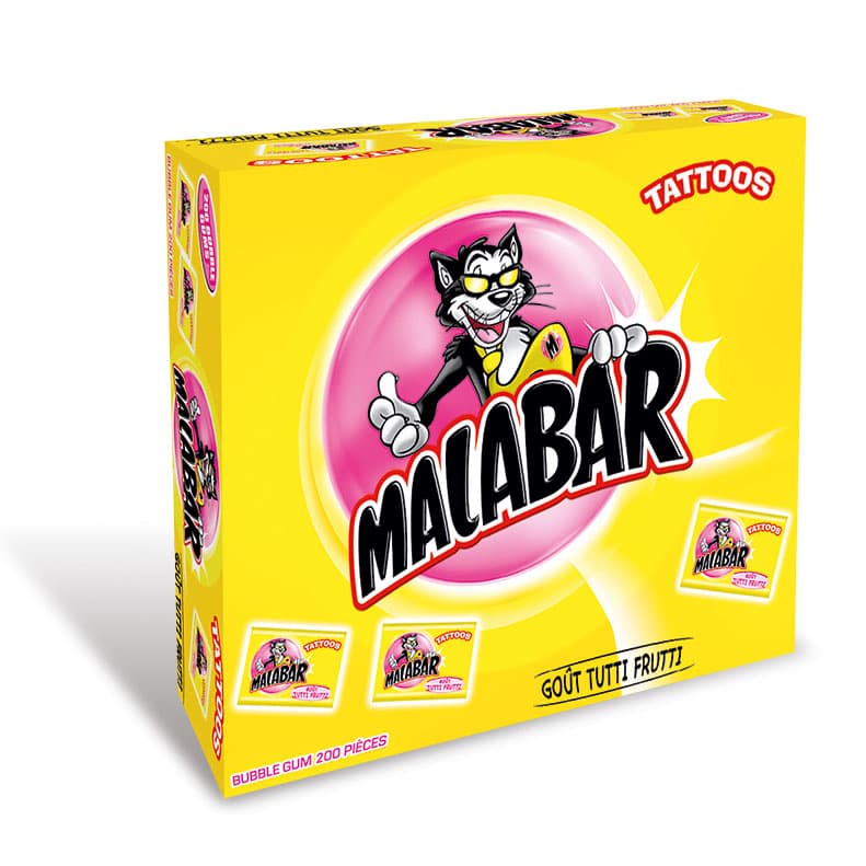 Boîte de 200 malabars jaune goût tutti frutti
