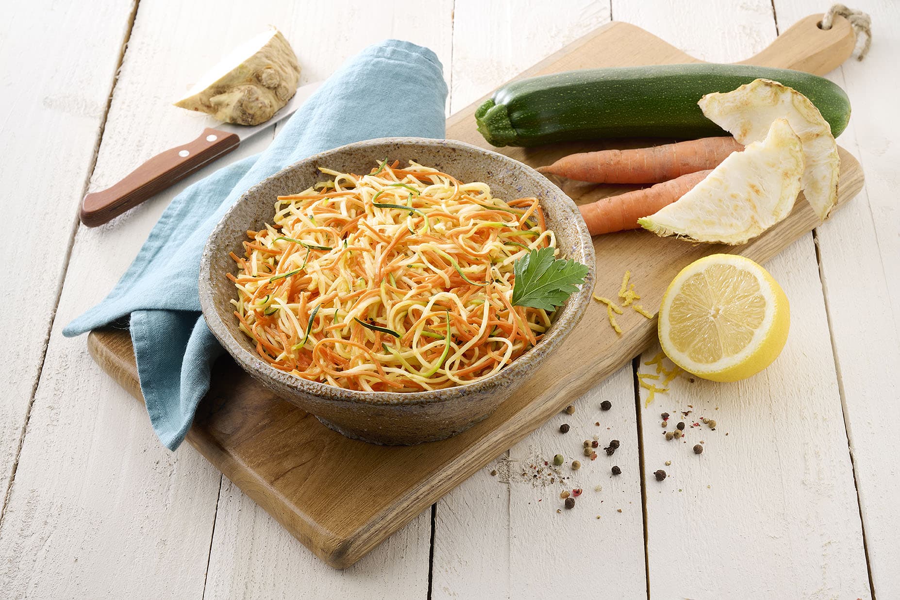 Trio de légumes rapés & zestes de citron