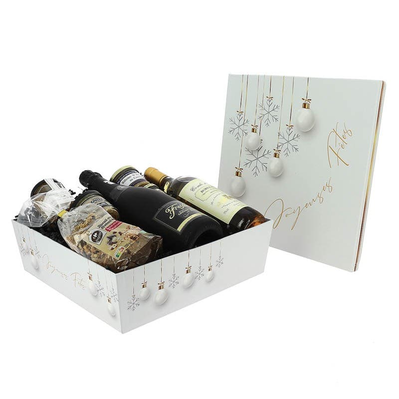 Noel blanc boite carree empilable gm 33x33x10