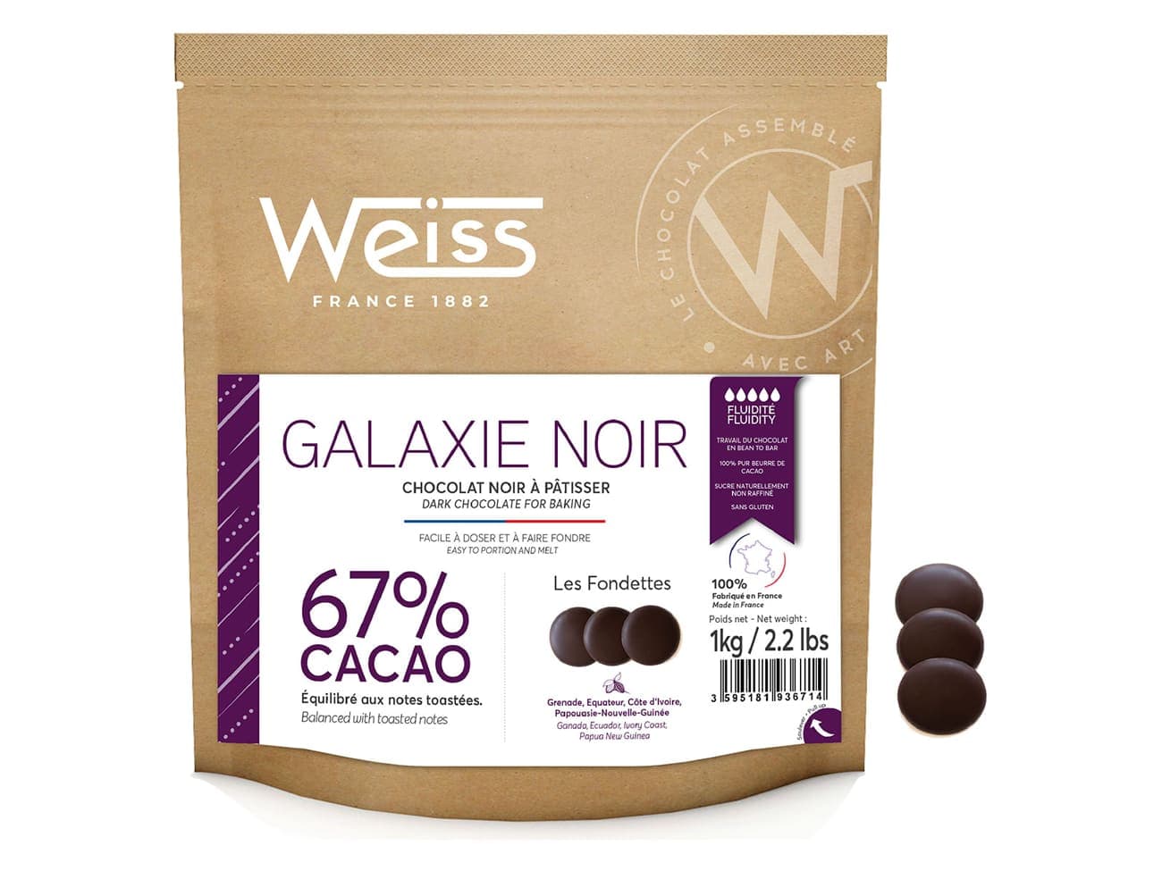 Sac de fondettes galaxie noir 67% 1 kg weiss
