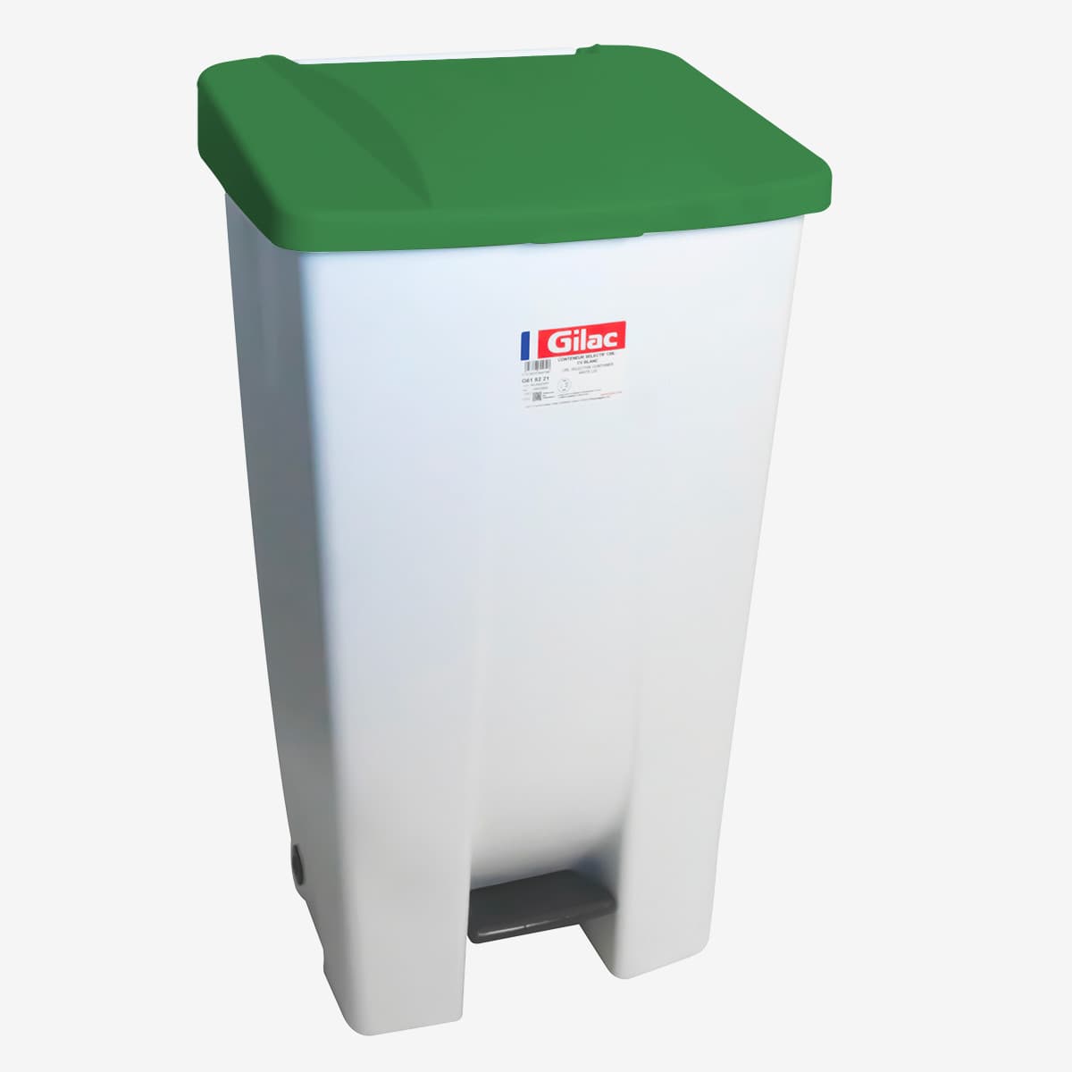 Poubelle éco à pédale 120 l - couvercle vert