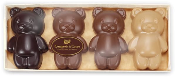 Boîte bois réglette ourson 100g