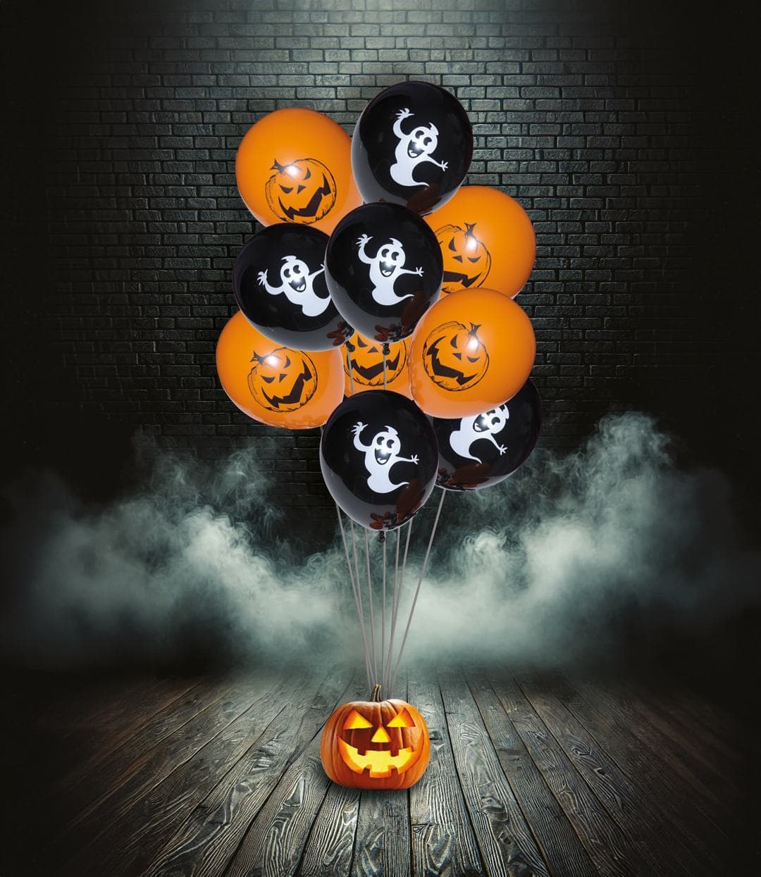 Ballon ø 23cm halloween - lot de 10 - orange, noir