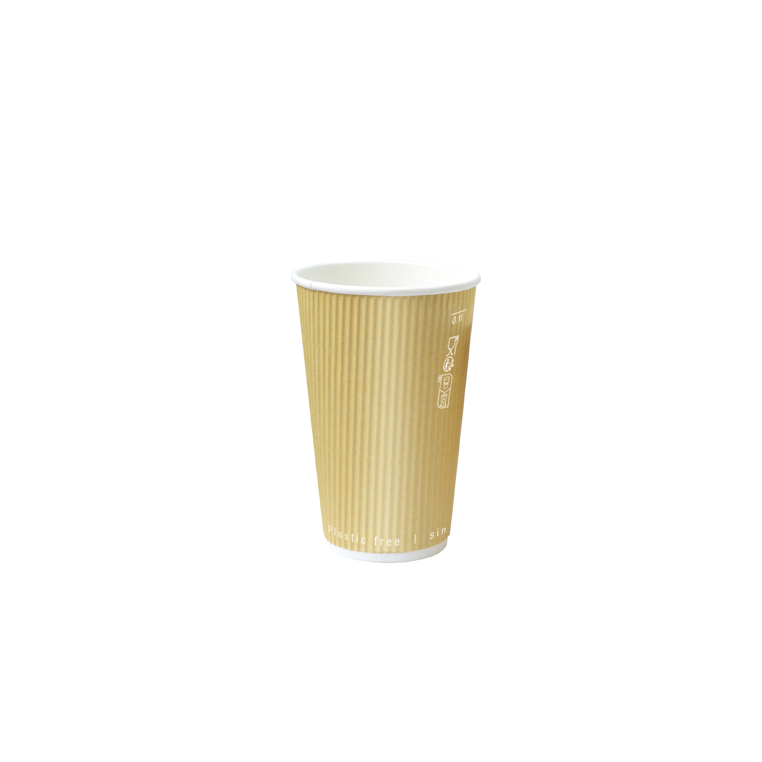 Gobelet rippley en carton kraft ondulé beige à double paroi sans plastique, waterbased  h62mm 120ml, 1000pcs