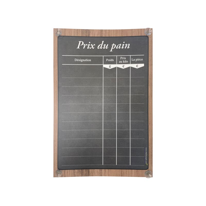 Panneau "prix du pain" dimensions 60 x 40 cm avec fixation ventouses
