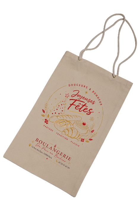 Sac à pain à personnaliser – « Joyeuses Fêtes » – 20 unités