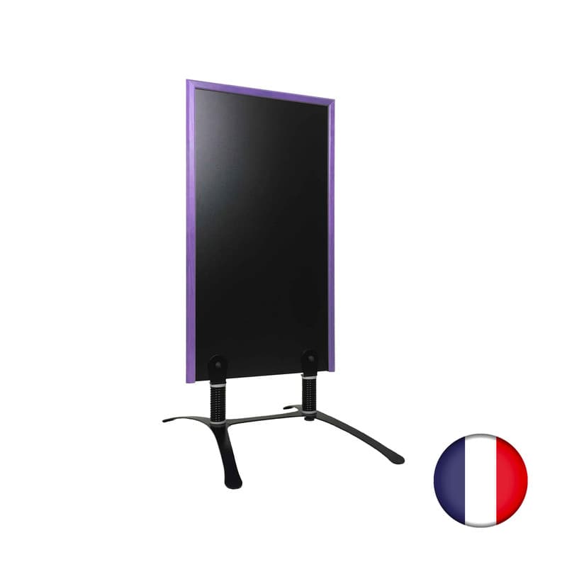 Panneau trottoir sur piétement métal noir avec cadre bois violet dimensions 120 x 65 cm