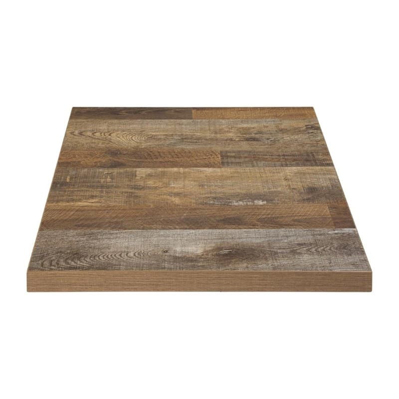 Plateau de table carré effet bois vieilli 70x70