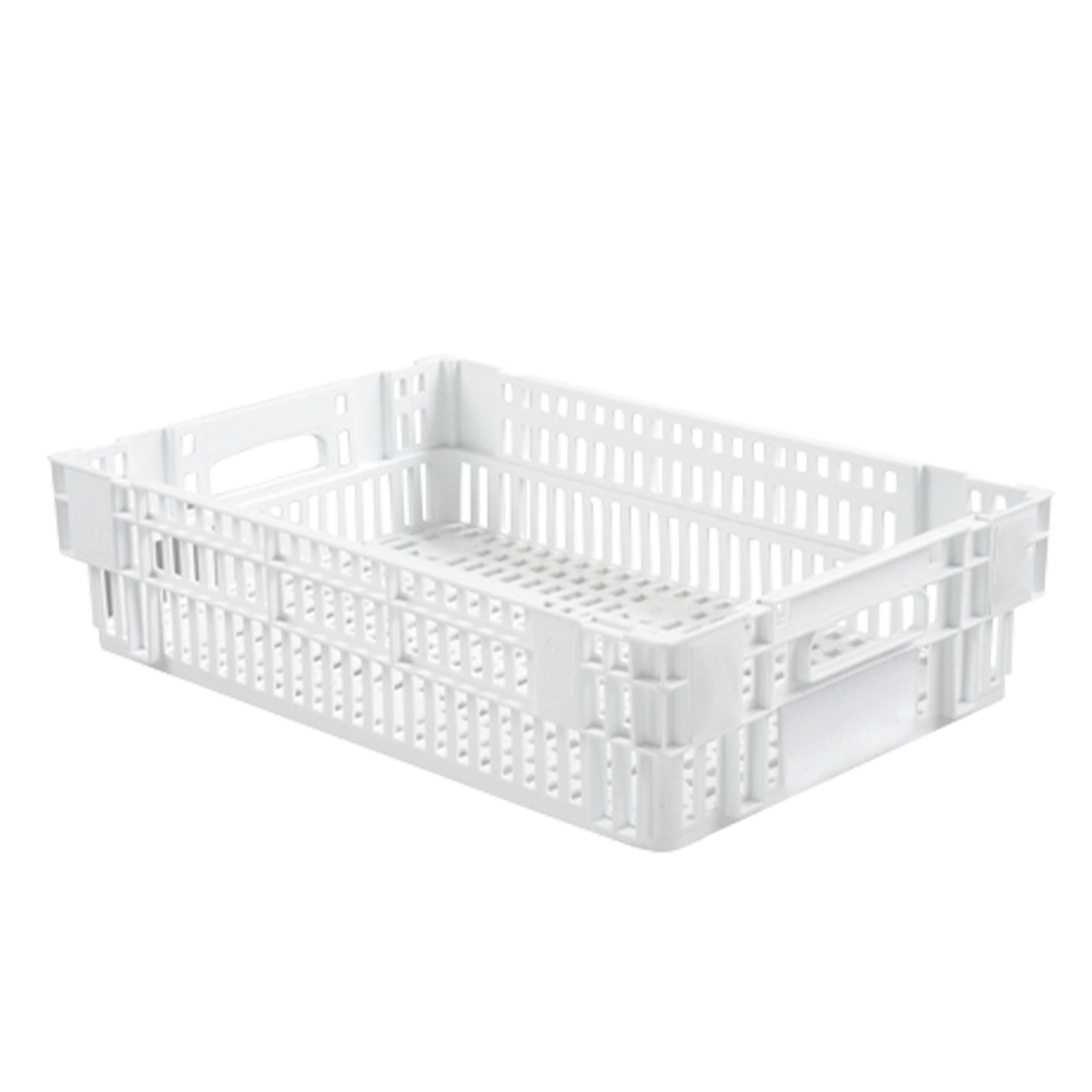 Caisse ajourée empilable emboitable 600 x 400 x 145 mm - 27 l - blanc