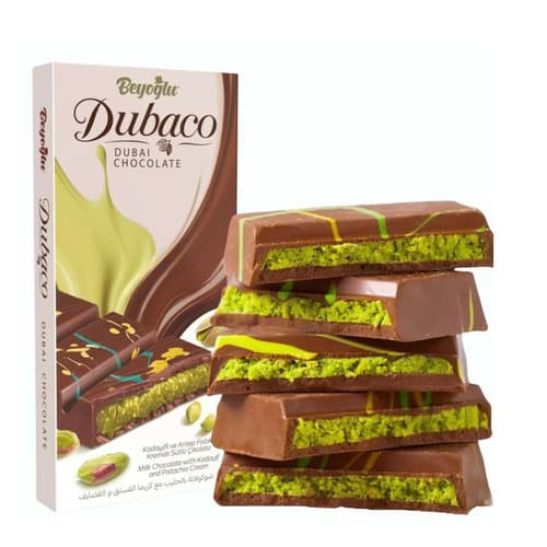 Carton de 6 tablettes dubai fourrage pistache & kadayif, chocolat oriental gourmand 6x95gr