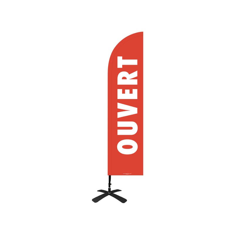 Drapeau publicitaire "ouvert" de dimensions 255 x 60 cm avec kit complet tramontane