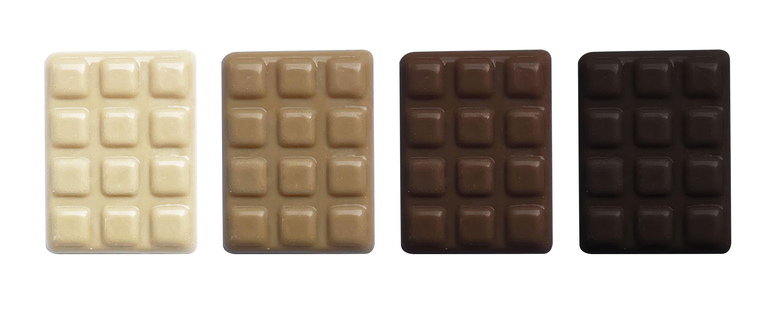 Décor en chocolat "Mini tablette" - Assortiment chocolat noir, lait, blanc et amber - 40 x 30 mm - Lot de 200 pièces