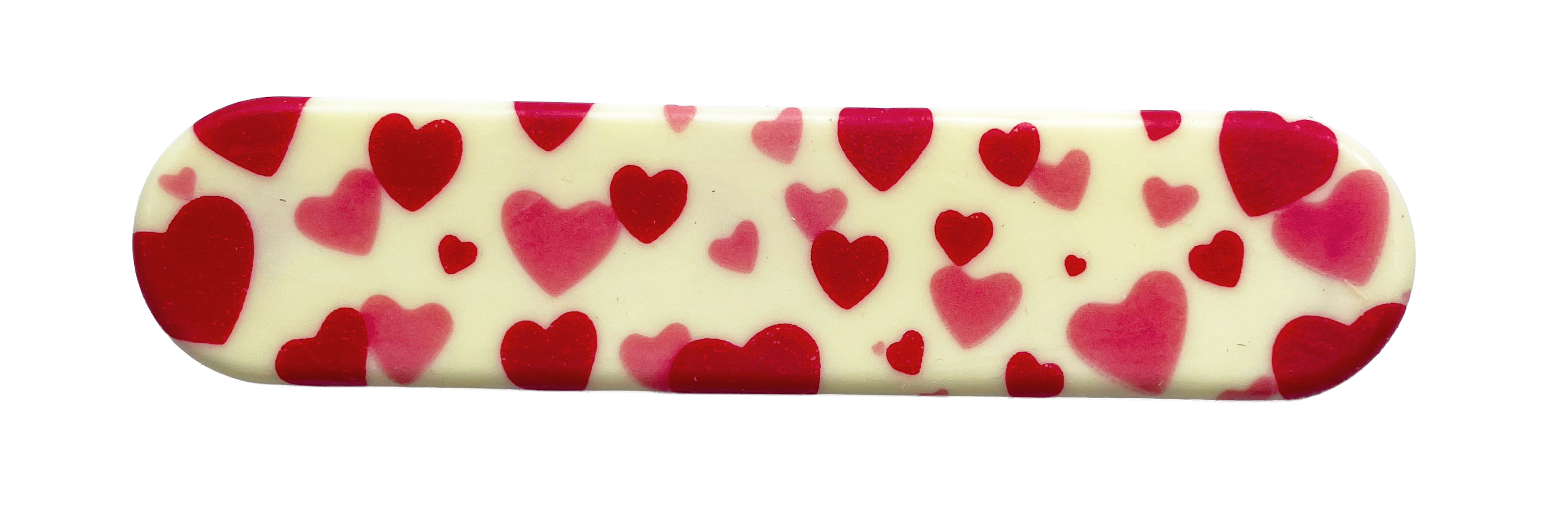 Décor en chocolat "Dessus d'éclair cœurs 2 couleurs" 130 x 30 mm - Chocolat Blanc - Lot de 108 pièces