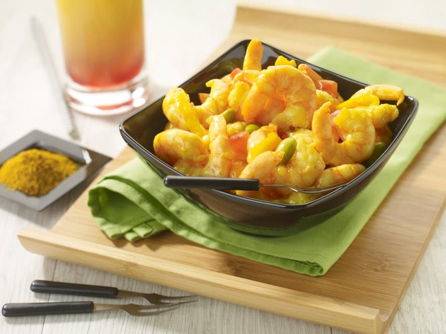 Gambas au curry doux