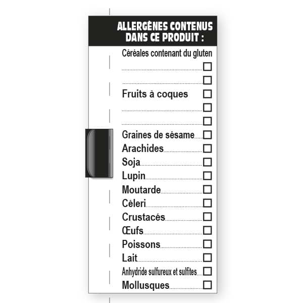 Lot de 25 planches "14 allergenes" + 25 etigrips - 4x7 cm