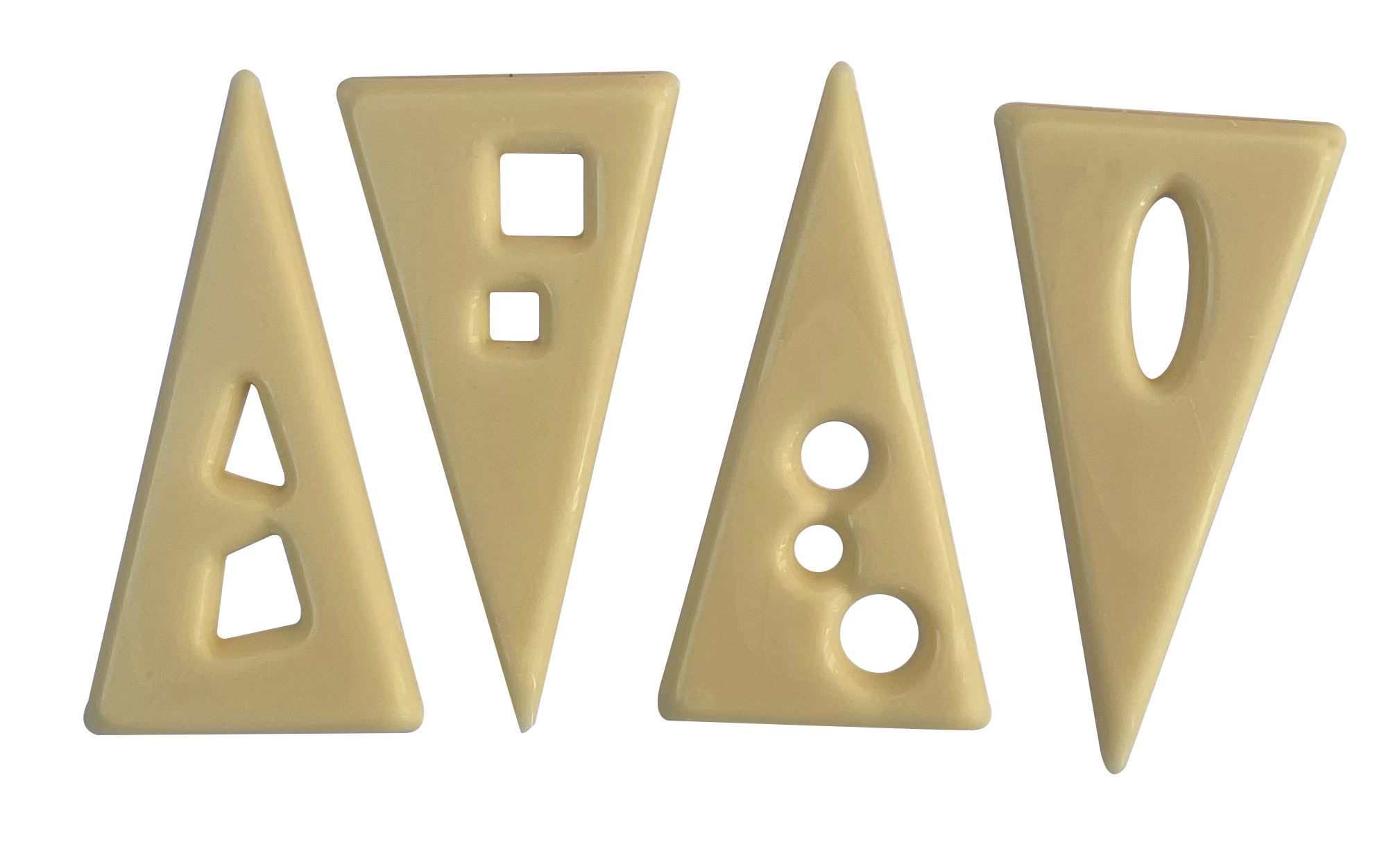 Décor en chocolat "Triangle POP" - 36 x 62 mm - Chocolat blanc - Lot de 165 pièces