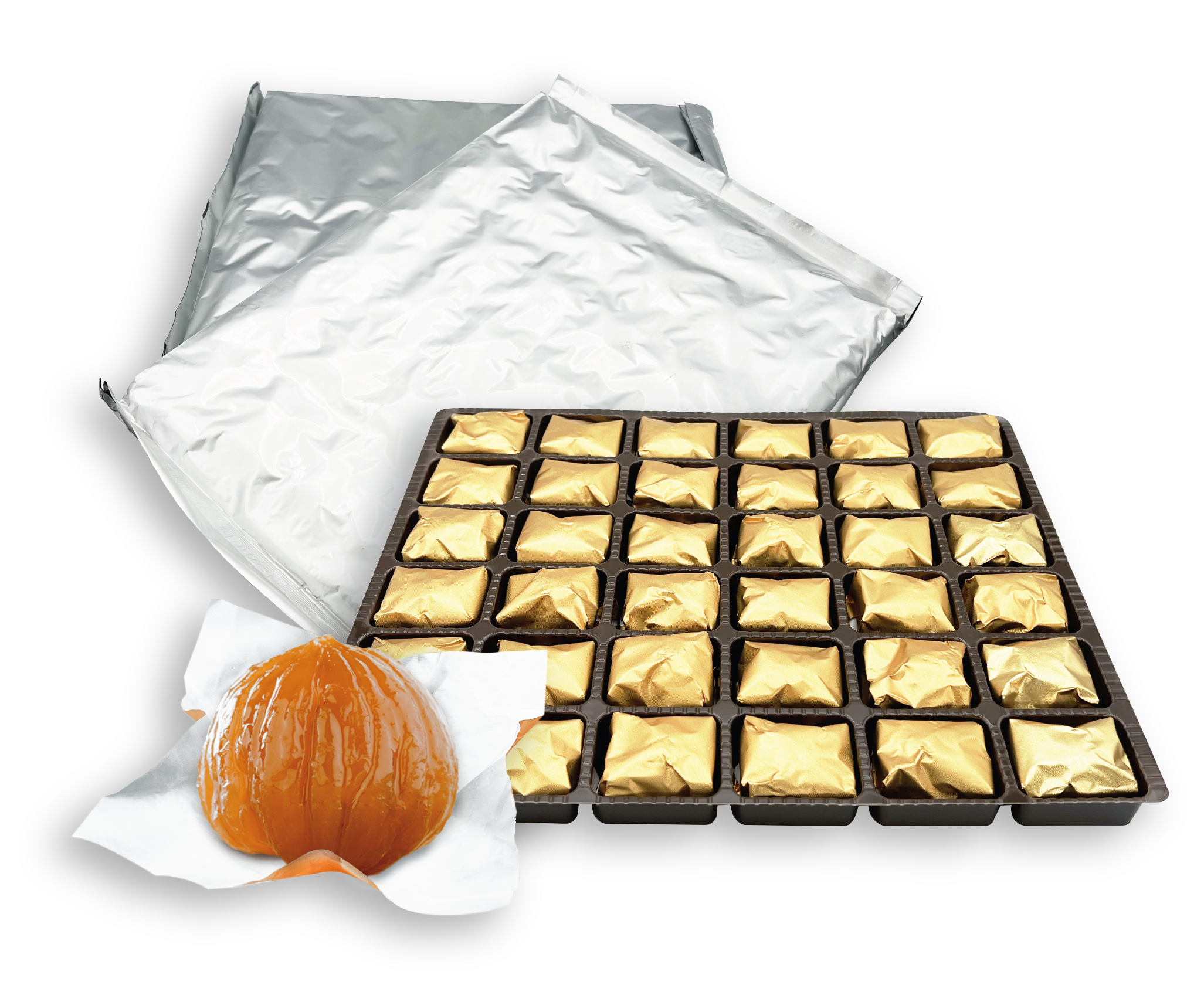 Plateau marrons glacés pliés or - DDM 24 mois