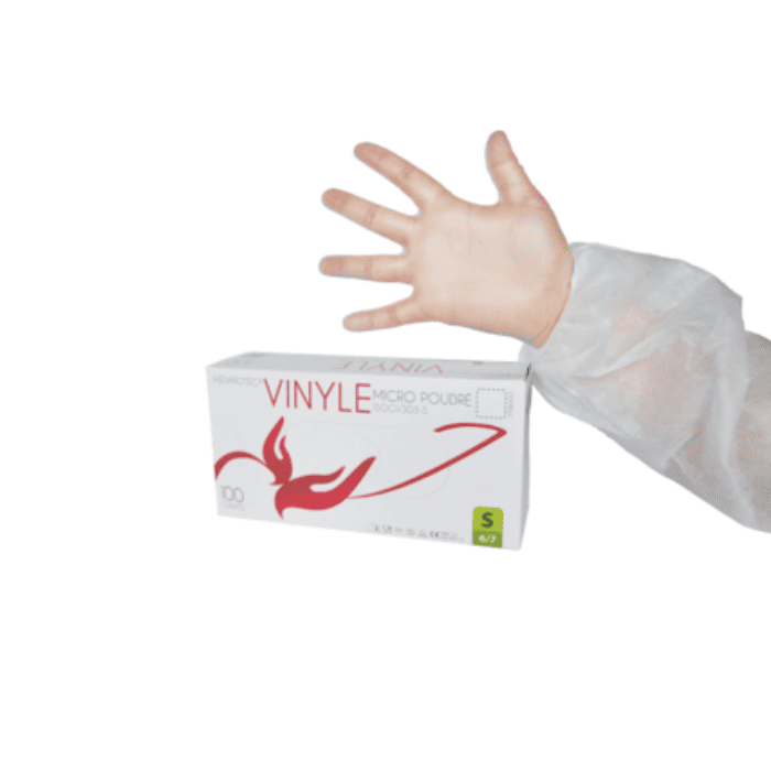 Gant vinyle micro-poudré taille xl 5,2 gr - conforme à la règlementation reach 240x115mm, 100unités