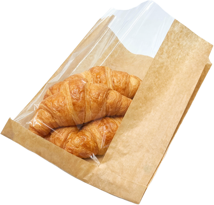Sachet kraft brun avec fenêtre 205+60/230mm, 2000 pcs