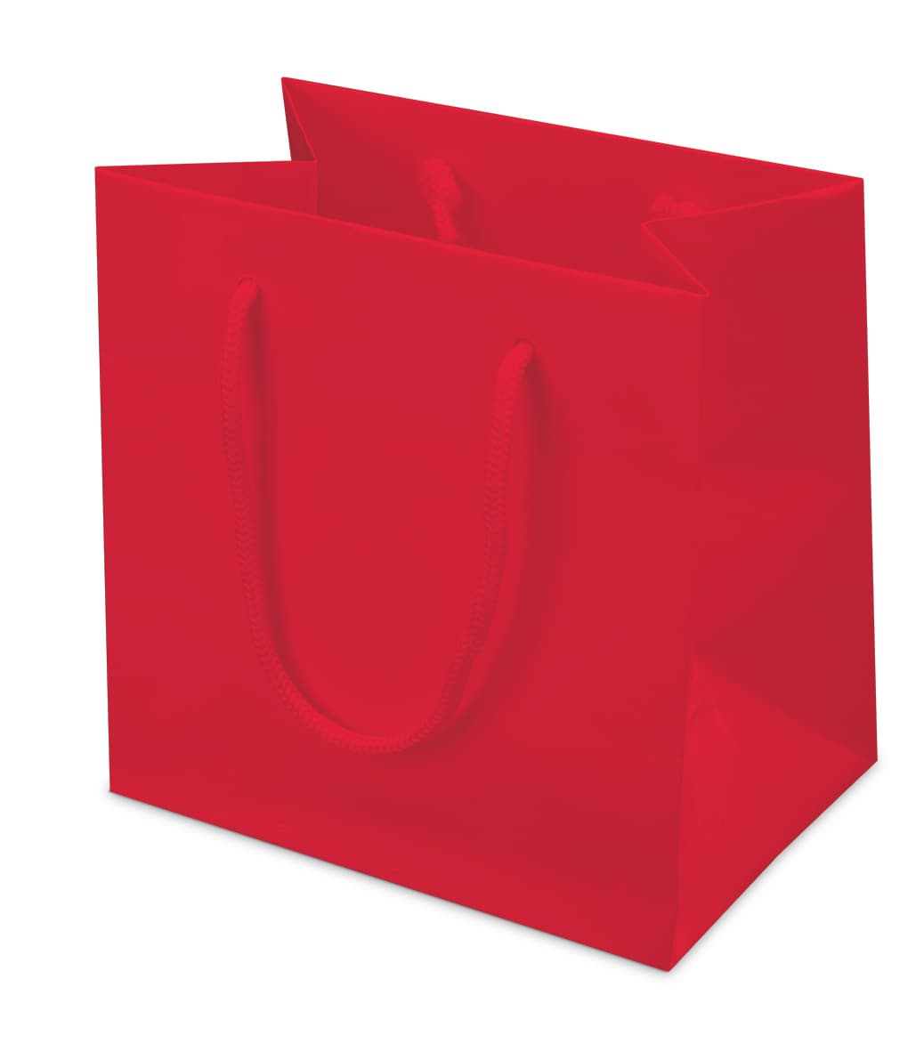 Sac luxe rouge avec cordelettes 18+12x18 cm, 25 pcs